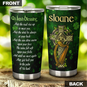 Camellia Personalized An Irish Blessing May God Hold You In The Palm Of His Hand Stainless Steel Tumbler - Customized Double-Walled Insulation Travel Thermal Cup With Lid