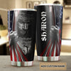 Camellia Personalized God And American Flag Don't Be Afraid Stainless Steel Tumbler-Thermal Flask Travel Therma Cup With Lid
