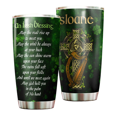 Camellia Personalized An Irish Blessing May God Hold You In The Palm Of His Hand Stainless Steel Tumbler - Customized Double-Walled Insulation Travel Thermal Cup With Lid