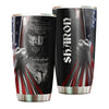 Camellia Personalized God And American Flag Don't Be Afraid Stainless Steel Tumbler-Thermal Flask Travel Therma Cup With Lid