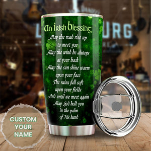 Camellia Personalized An Irish Blessing May God Hold You In The Palm Of His Hand Stainless Steel Tumbler - Customized Double-Walled Insulation Travel Thermal Cup With Lid