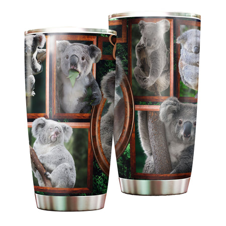 Camellia Personalized Cute Koala In Frame Stainless Steel Tumbler-Double-Walled Insulation Cup With Lid Gift For Animal Lover Koala Lover 02