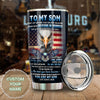 Camellia Personalized American Eagle Quotes From Mom To Son Stainless Steel Tumbler - Double-Walled Insulation Vacumm Flask - Gift For American Soldier, Christmas Gift, Son's Birthday