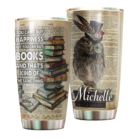 Camellia Personalized You Can't Buy Happiness But You Can Buy Book Stainless Steel Tumbler - Double-Walled Insulation Vacumm Flask - Gift For Book Lovers, Nerd, International Book Day