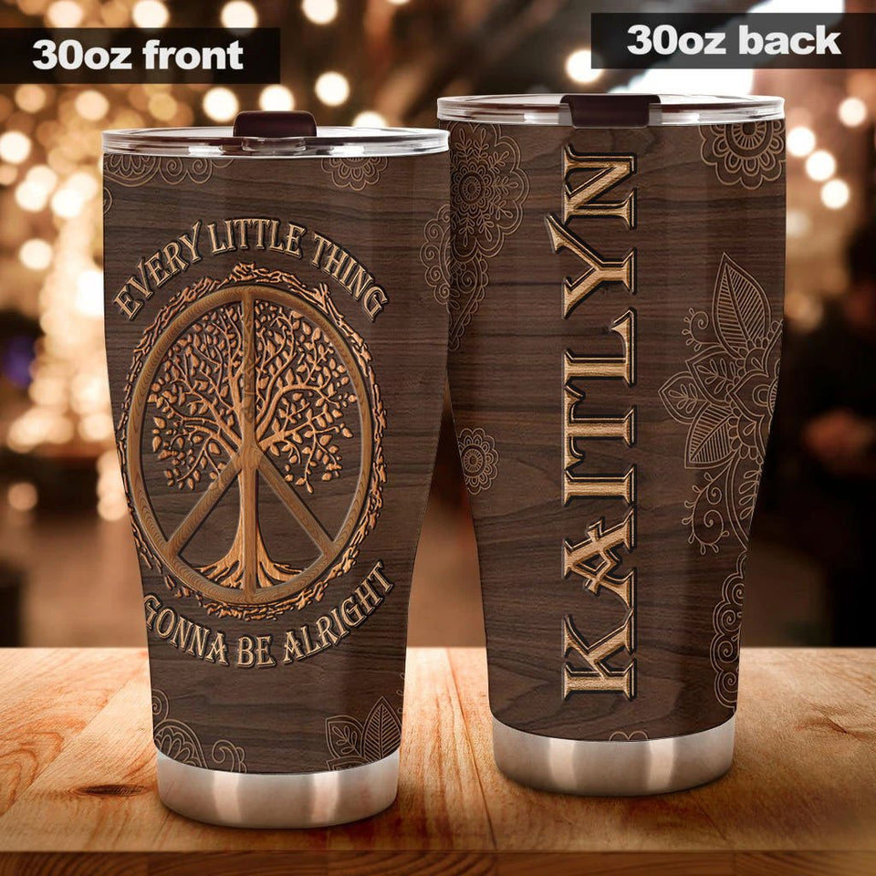 Camellia Persionalized Every Little Thing Is Gonna Be Alright Stainless Steel Tumbler - Customized Double - Walled Insulation Thermal Cup With Lid