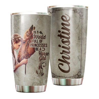 Camellia Personalized Horse Girl Stainless Steel Tumbler - Double-Walled Insulation Vacumm Flask - Gift For Horse Lovers, Cowgirls, Cowboys, Perfect Christmas, Thanksgiving Gift 02