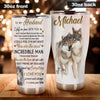 Camellia Persionalized 3D Wolf To My Husband I Love You Forever And Always Stainless Steel Tumbler - Customized Double - Walled Insulation Travel Thermal Cup With Lid Gift For Husband Couple
