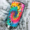 Camellia Personalized Butterfly Tie Dye Hippie Stainless Steel Tumbler - Double-Walled Insulation Vacumm Flask - For Thanksgiving, Memorial Day, Christians, Christmas Gift