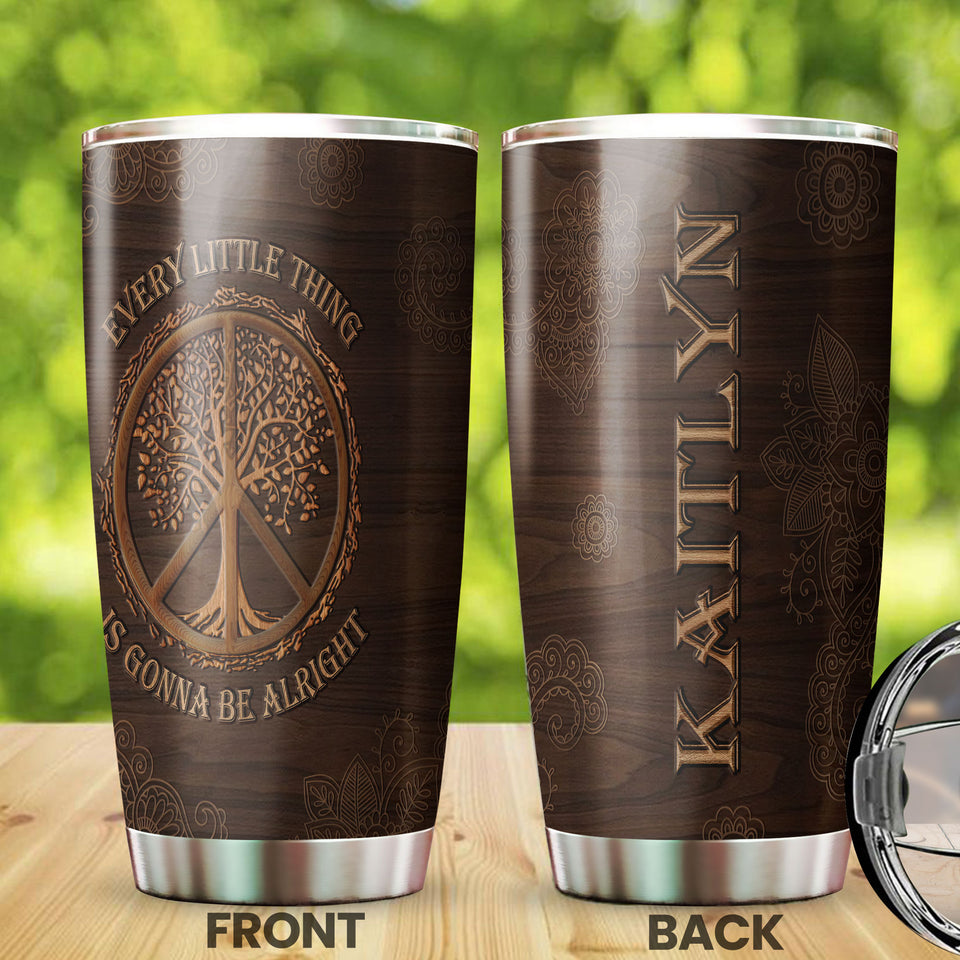 Camellia Persionalized Every Little Thing Is Gonna Be Alright Stainless Steel Tumbler - Customized Double - Walled Insulation Thermal Cup With Lid