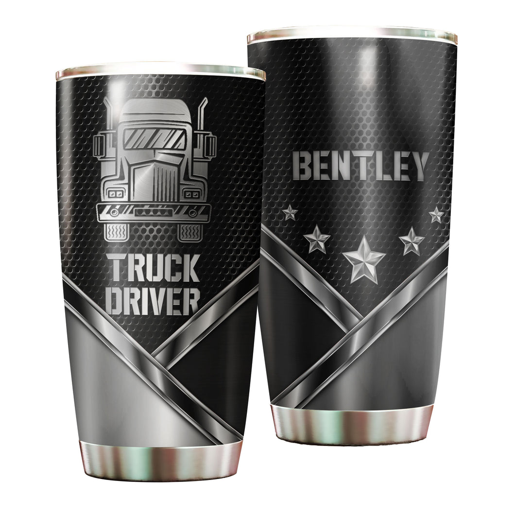 Camellia Personalized Truck Driver Stainless Steel Tumbler-Double-Walled Insulation Cup With Lid Gift For Trucker