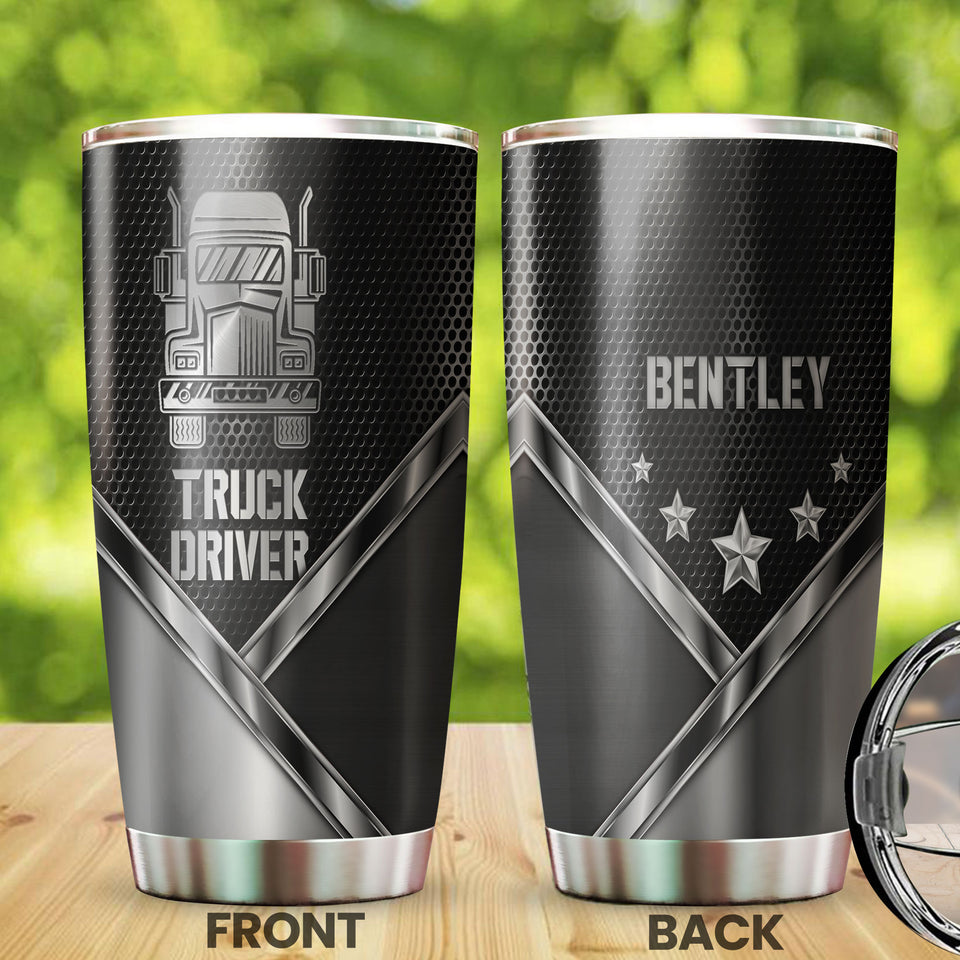 Camellia Personalized Truck Driver Stainless Steel Tumbler-Double-Walled Insulation Cup With Lid Gift For Trucker