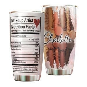 Camellia Personalized Make Up Artist Nutrition Facts Style Stainless Steel Tumbler-Double-Walled Insulation  Cup With Lid Gift For Make Up Artist