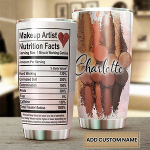 Camellia Personalized Make Up Artist Nutrition Facts Style Stainless Steel Tumbler-Double-Walled Insulation  Cup With Lid Gift For Make Up Artist
