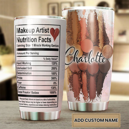 Camellia Personalized Make Up Artist Nutrition Facts Style Stainless Steel Tumbler-Double-Walled Insulation  Cup With Lid Gift For Make Up Artist