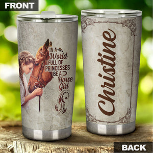Camellia Personalized Horse Girl Stainless Steel Tumbler - Double-Walled Insulation Vacumm Flask - Gift For Horse Lovers, Cowgirls, Cowboys, Perfect Christmas, Thanksgiving Gift 02
