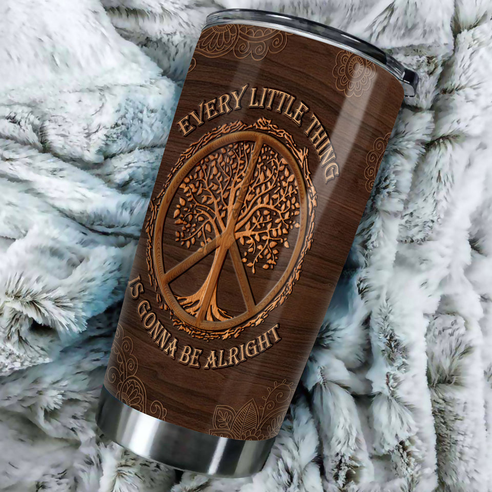 Camellia Persionalized Every Little Thing Is Gonna Be Alright Stainless Steel Tumbler - Customized Double - Walled Insulation Thermal Cup With Lid