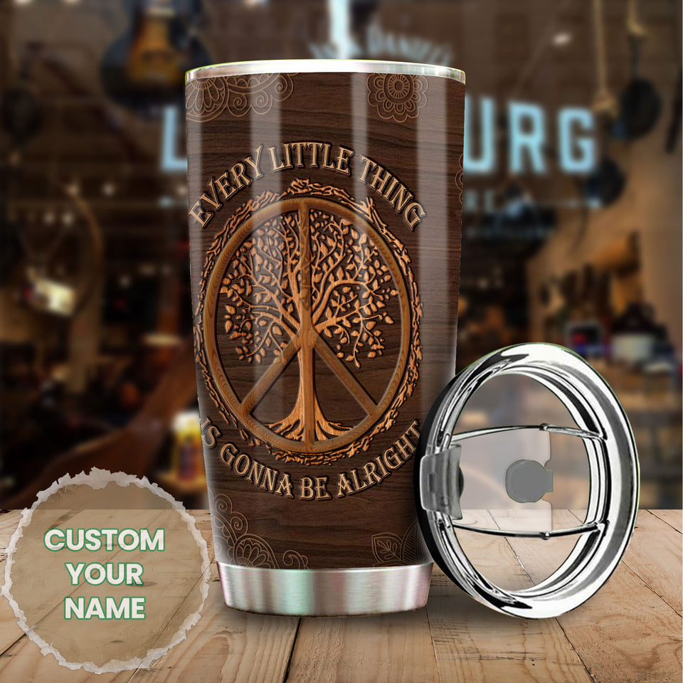 Camellia Persionalized Every Little Thing Is Gonna Be Alright Stainless Steel Tumbler - Customized Double - Walled Insulation Thermal Cup With Lid