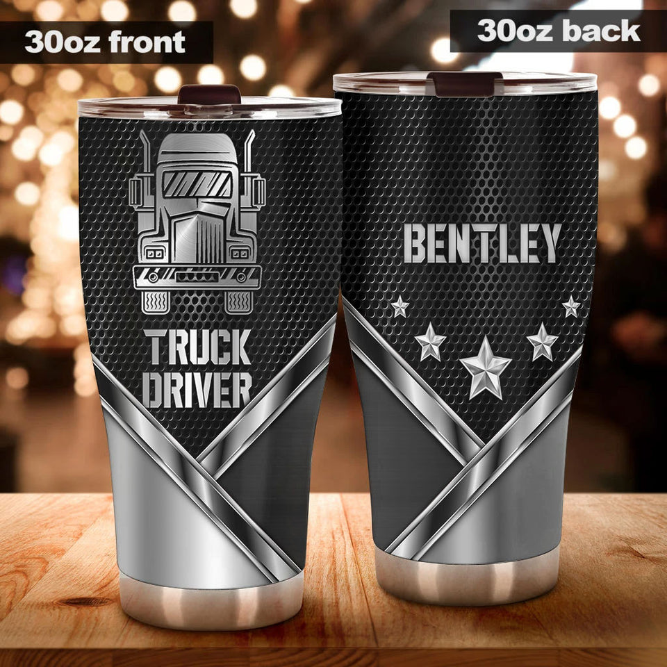 Camellia Personalized Truck Driver Stainless Steel Tumbler-Double-Walled Insulation Cup With Lid Gift For Trucker