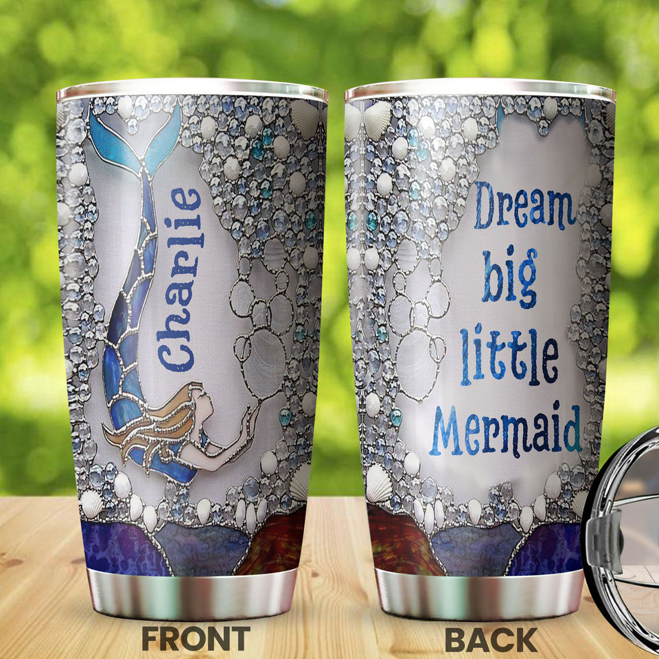 Camellia Personalized Dream Bijg Little Mermaid Stainless Steel Tumbler-Double-Walled Insulation Travel Cup With Lid