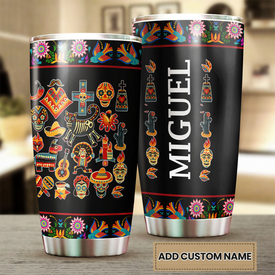 Camellia Personalized Mexico Sugar Skull Stainless Steel Tumbler-Double-Walled Insulation Travel Cup With Lid