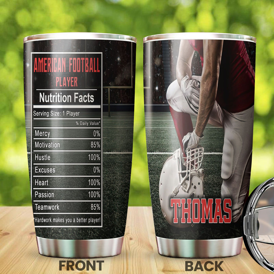 Camellia Personalized American Football Stainless Steel Tumbler - Double-Walled Insulation Vacumm Flask - Gift For American Football Fans