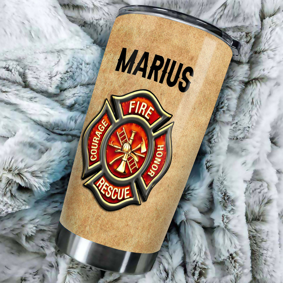 Camellia Personalized Firefighter Anatomy Stainless Steel Tumbler- Double-Walled Insulation Gift For Fireman