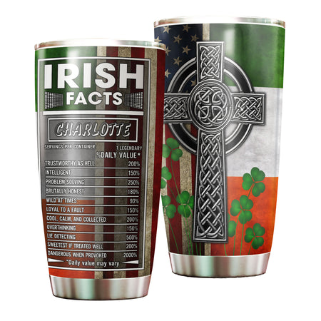 Camellia Persionalized Irish Fact Stainless Steel Tumbler - Customized Double - Walled Insulation Travel Thermal Cup With Lid