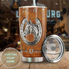 Camellia Personalized Horse Jewelry Leather Style Stainless Steel Tumbler - Double-Walled Insulation Vacumm Flask - Gift For Horse Lovers, Cowgirls, Cowboys, Perfect Christmas, Thanksgiving Gift