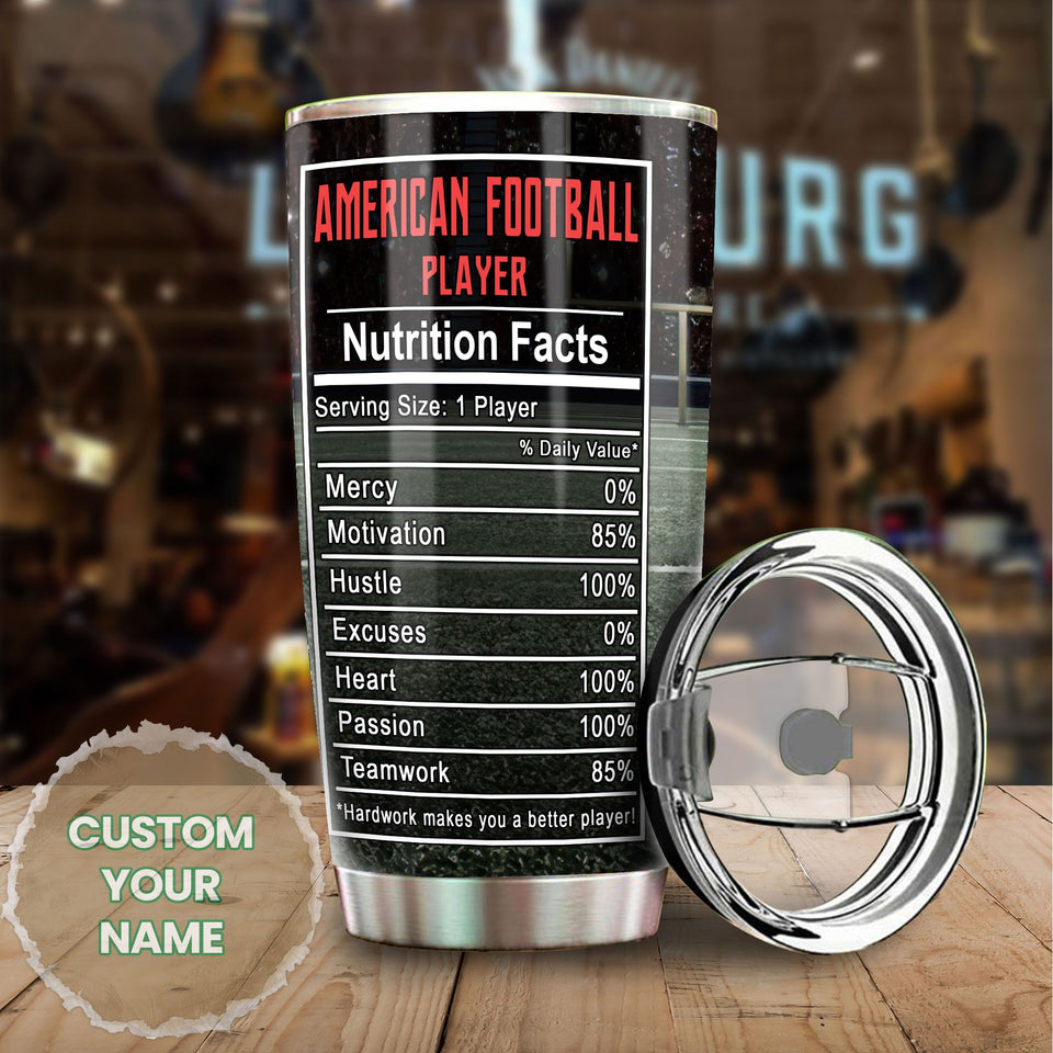 Camellia Personalized American Football Stainless Steel Tumbler - Double-Walled Insulation Vacumm Flask - Gift For American Football Fans