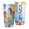 Camellia Personalized Horse Painting Art Stainless Steel Tumbler - Double-Walled Insulation Vacumm Flask - Gift For Horse Lovers, Cowgirls, Cowboys, Perfect Christmas, Thanksgiving Gift