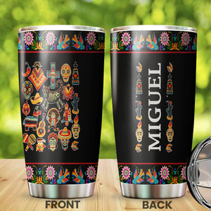 Camellia Personalized Mexico Sugar Skull Stainless Steel Tumbler-Double-Walled Insulation Travel Cup With Lid