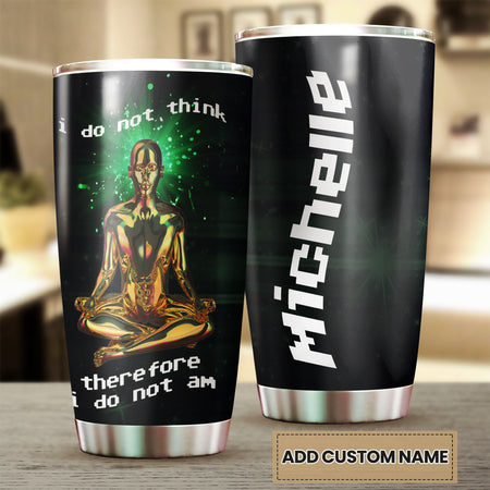 Camellia Persionalized 3D Meditation Stainless Steel Tumbler - Customized Double - Walled Insulation Thermal Cup With Lid Gift For Meditator Yoga Lover