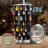 Camellia Personalized 3D Colorful Guitar Collection Stainless Steel Tumbler - Customized Double-Walled Insulation Travel Thermal Cup With Lid Gift For Guitarist