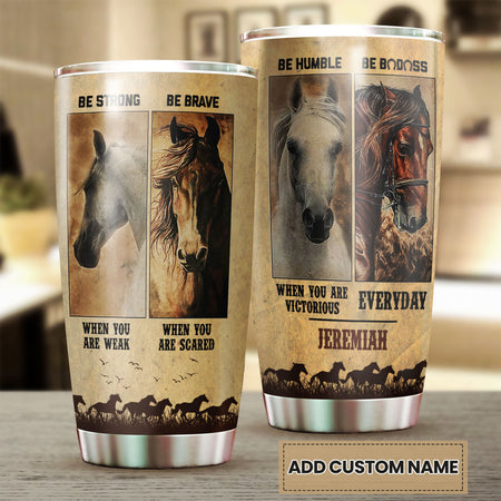 Camellia Personalized Horses Advice Stainless Steel Tumbler - Double-Walled Insulation Vacumm Flask - Gift For Horse Lovers, Cowgirls, Cowboys, Perfect Christmas, Thanksgiving Gift