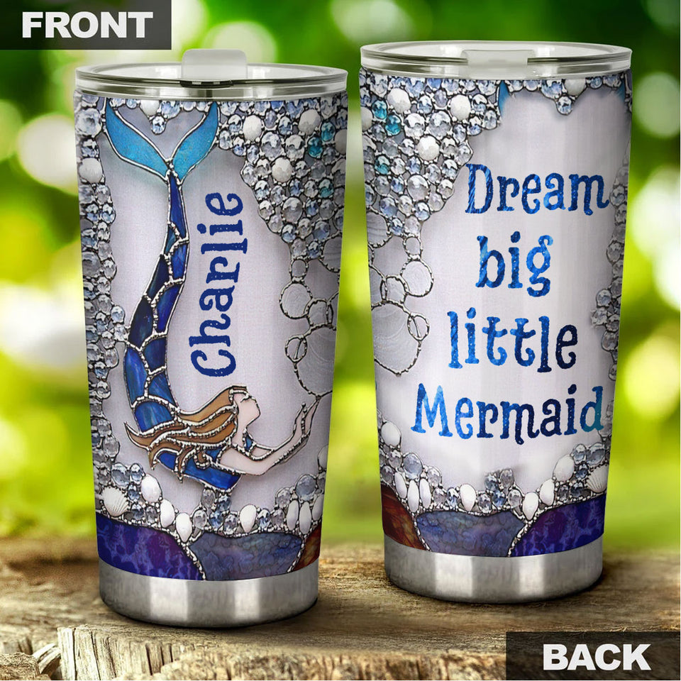 Camellia Personalized Dream Bijg Little Mermaid Stainless Steel Tumbler-Double-Walled Insulation Travel Cup With Lid