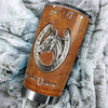 Camellia Personalized Horse Jewelry Leather Style Stainless Steel Tumbler - Double-Walled Insulation Vacumm Flask - Gift For Horse Lovers, Cowgirls, Cowboys, Perfect Christmas, Thanksgiving Gift