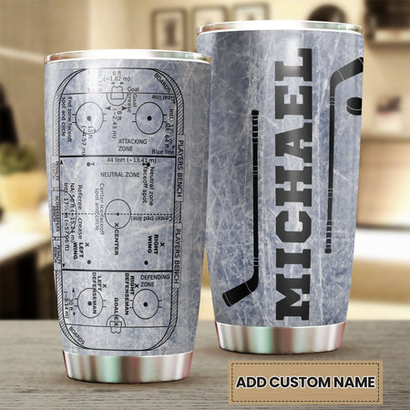 Camellia Personalized Ice Hockey Stainless Steel Tumbler-Double-Walled Insulation Cup With Lid Gift For Hockey Player