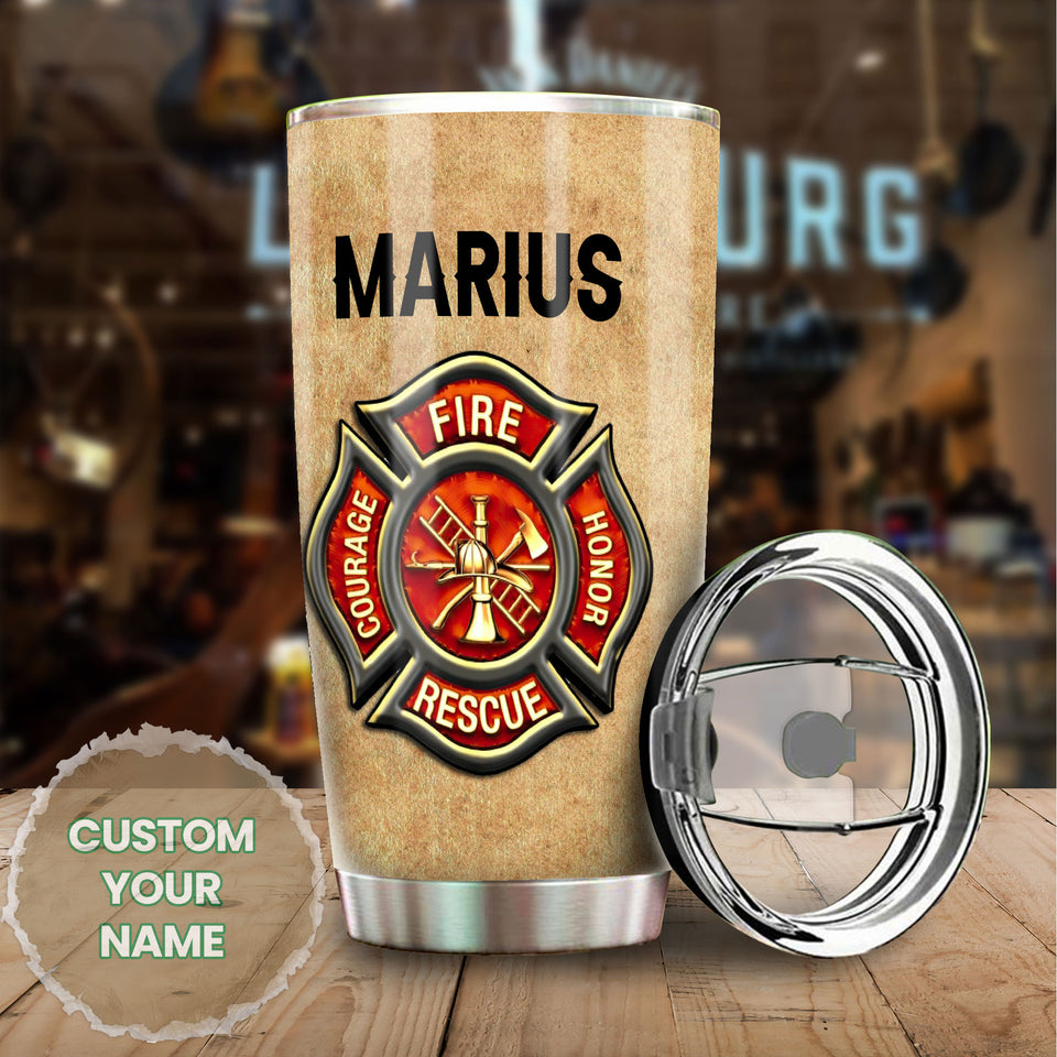 Camellia Personalized Firefighter Anatomy Stainless Steel Tumbler- Double-Walled Insulation Gift For Fireman