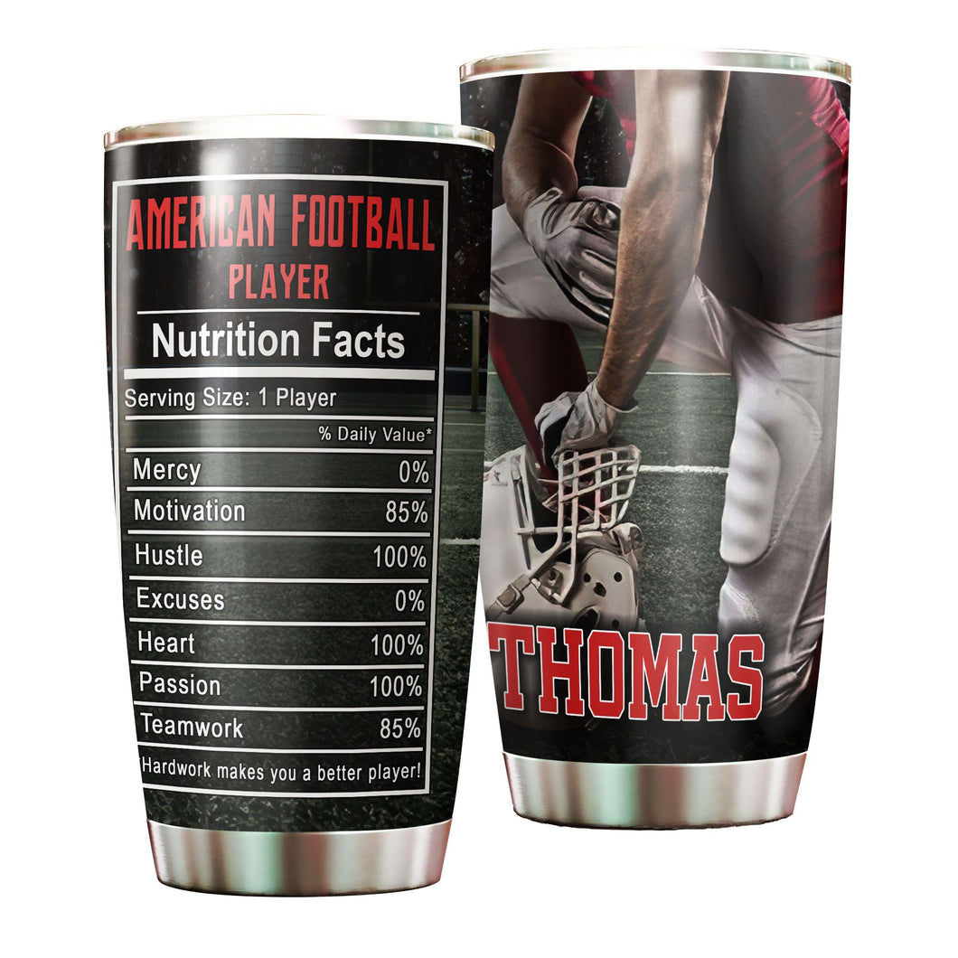 Camellia Personalized American Football Stainless Steel Tumbler - Double-Walled Insulation Vacumm Flask - Gift For American Football Fans