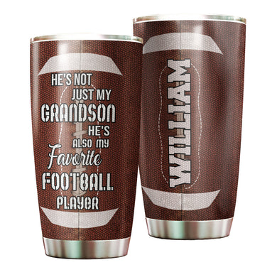 Camellia Personalized American Football To My Grandson Quotes Stainless Steel Tumbler - Double-Walled Insulation Vacumm Flask - For American Football Fans, Gift For Grandsons