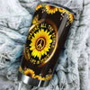 Camellia Personalized Hippie Sunflowers Imagine All The People Living Life In Peace Stainless Steel Tumbler-Double-Walled Insulation Travel Cup With Lid