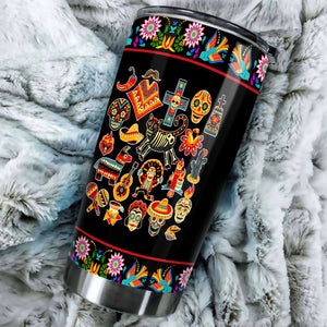 Camellia Personalized Mexico Sugar Skull Stainless Steel Tumbler-Double-Walled Insulation Travel Cup With Lid