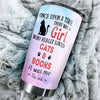 Camellia Personalized Once Upon A Time There Was A Girl Who Really Loved Book And Cat Stainless Steel Tumbler - Double-Walled Insulation Vacumm Flask - Gift For Book Lovers, Nerd, Cat Lovers