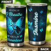 Camellia Personalized Butterfly As Long As I Breathe You'll Be Remembered Stainless Steel Tumbler - Double-Walled Insulation Vacumm Flask - For Thanksgiving, Memorial Day, Christians, Christmas