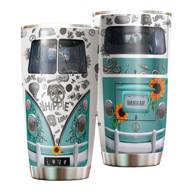 Camellia Personalized Hippie Pattern Van Stainless Steel Tumbler-Sweat-Proof Double Wall Travel Cup With Lid