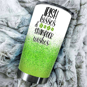 Camellia Persionalized Irish Kisses Shamrock Wishes Stainless Steel Tumbler - Customized Double - Walled Insulation Travel Thermal Cup With Lid