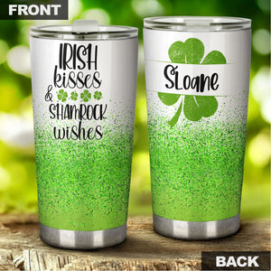 Camellia Persionalized Irish Kisses Shamrock Wishes Stainless Steel Tumbler - Customized Double - Walled Insulation Travel Thermal Cup With Lid