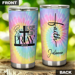 Camellia Personalized Faith Raise Up And Pray Stainless Steel Tumbler-Double-Walled Travel Therma Cup With Lid