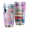 Camellia Personalized Once Upon A Time There Was A Girl Who Really Loved Book And Cat Stainless Steel Tumbler - Double-Walled Insulation Vacumm Flask - Gift For Book Lovers, Nerd, Cat Lovers