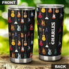 Camellia Personalized 3D Colorful Guitar Collection Stainless Steel Tumbler - Customized Double-Walled Insulation Travel Thermal Cup With Lid Gift For Guitarist